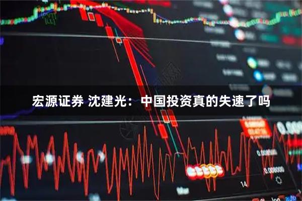 宏源证券 沈建光：中国投资真的失速了吗