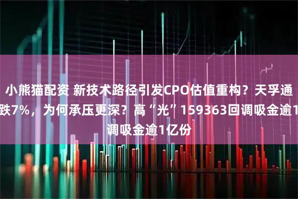 小熊猫配资 新技术路径引发CPO估值重构？天孚通信大跌7%，为何承压更深？高“光”159363回调吸金逾1亿份